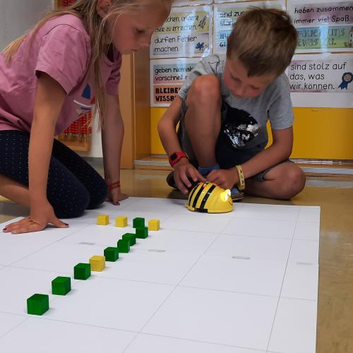 Kinder beim BeeBot Programmieren