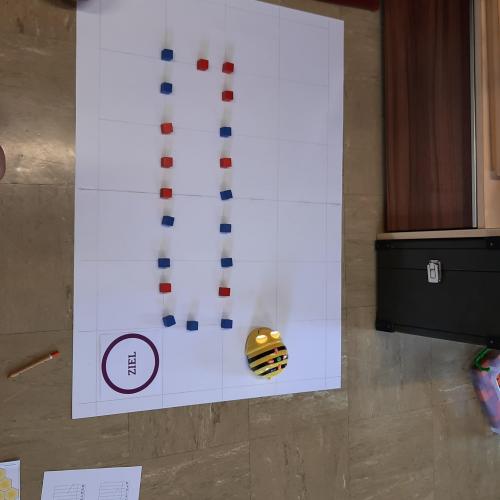 Kinder beim BeeBot Programmieren